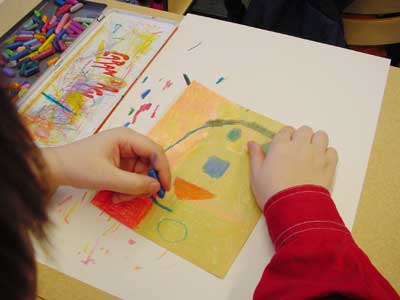 Wax crayon has its own method and possibilities.