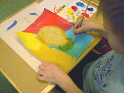 Every color shows different next to another color, therefore the paper has to be painted totally.